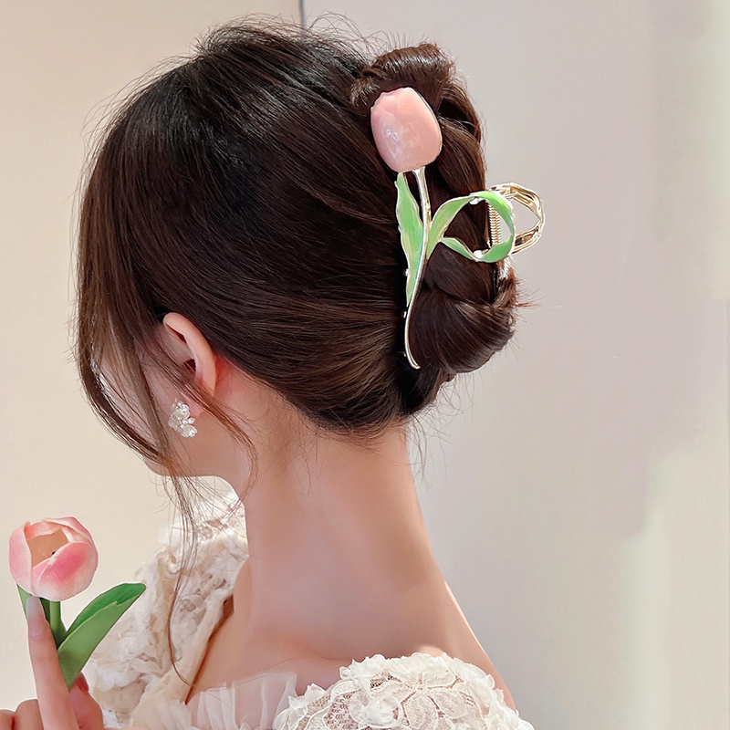 Kẹp TóC HìNh Hoa Tulip BằNg Kim LoạI ThờI Trang Cho Nữ