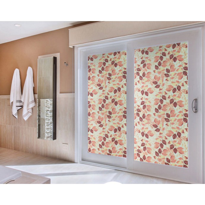 Decal giấy dán kính lá đỏ khổ 45cm keo sẵn