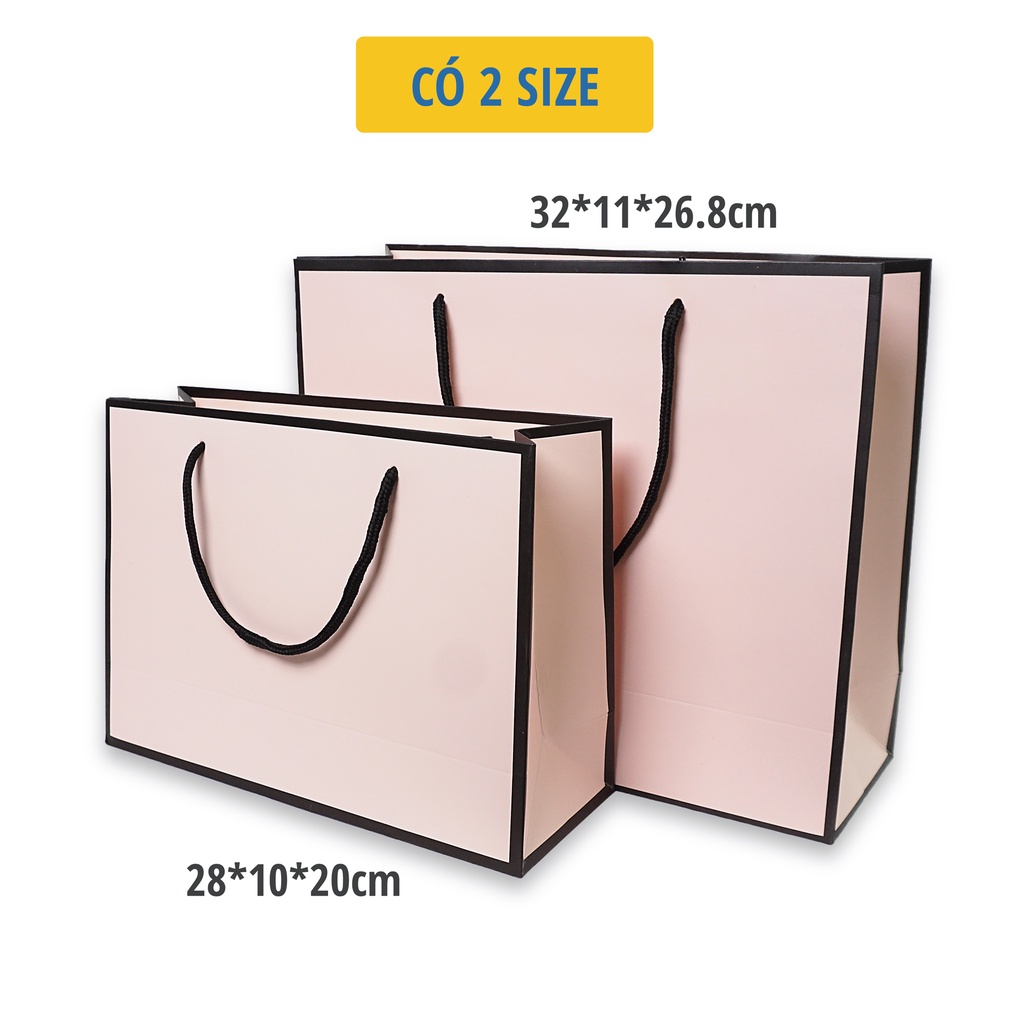 Túi giấy cứng Màu trơn pastel viền đen TGCMTVD01 Cao Cấp Dạng Ngang Giấy Cứng Dày Dạn -Saigonir