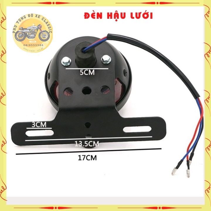 Đèn hậu độ xe Classic có lưới bảo vệ kèm sẵn pat gắn biên số, hàng cao cấp độ xe Cafe racer, win..