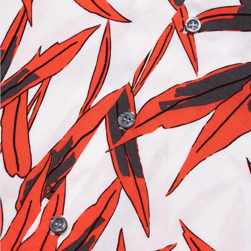 Áo sơmi cổ cuban ngắn tay họa tiết UNCLÉ Red Leaf