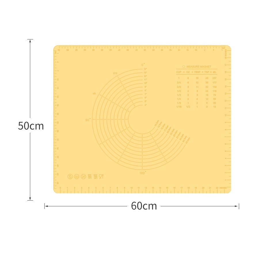 Tấm lót nhào bột size đại siêu dày dặn bằng silicon chất lượng cao KT 60*50cm