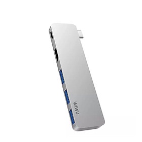 BỘ CHUYỂN ĐỔI WIWU 5 In 1 T6 PRO USB-C SANG USB 3.0 Đầu Ra 4K HDMI, Hỗ Trợ Sạc PD - Hàng Chính Hãng