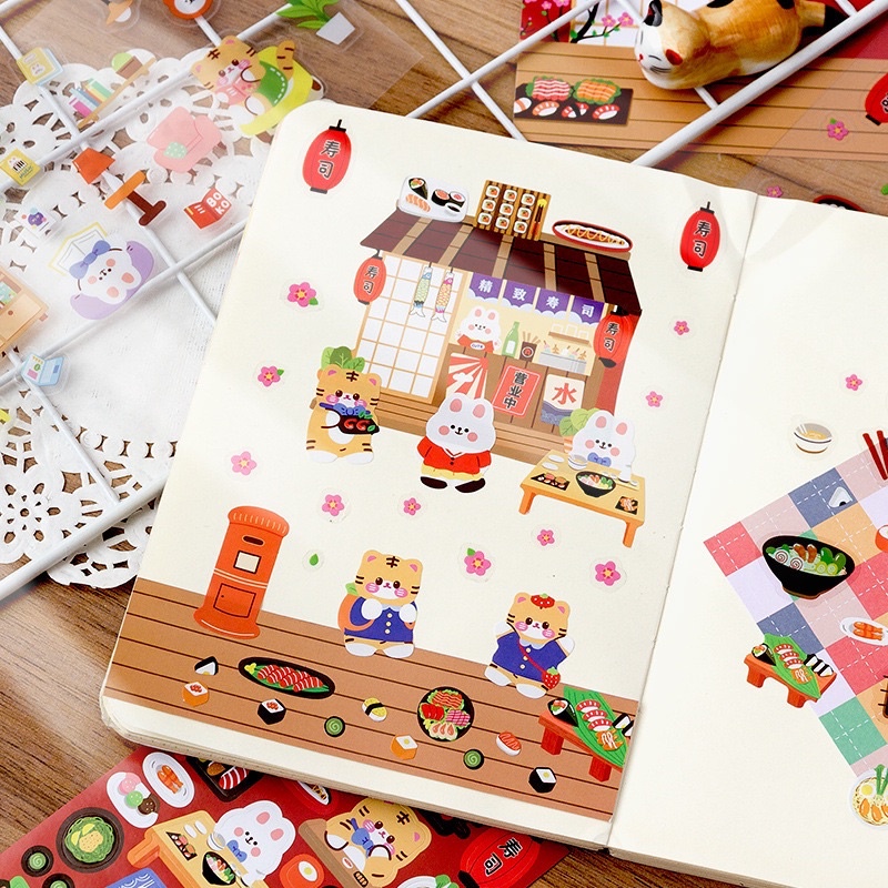 Sticker cute/ Set 2 tấm sticker hình dán hình thú dễ thương trang trí toploader sổ planner bullet journal Tẻn Tẻn