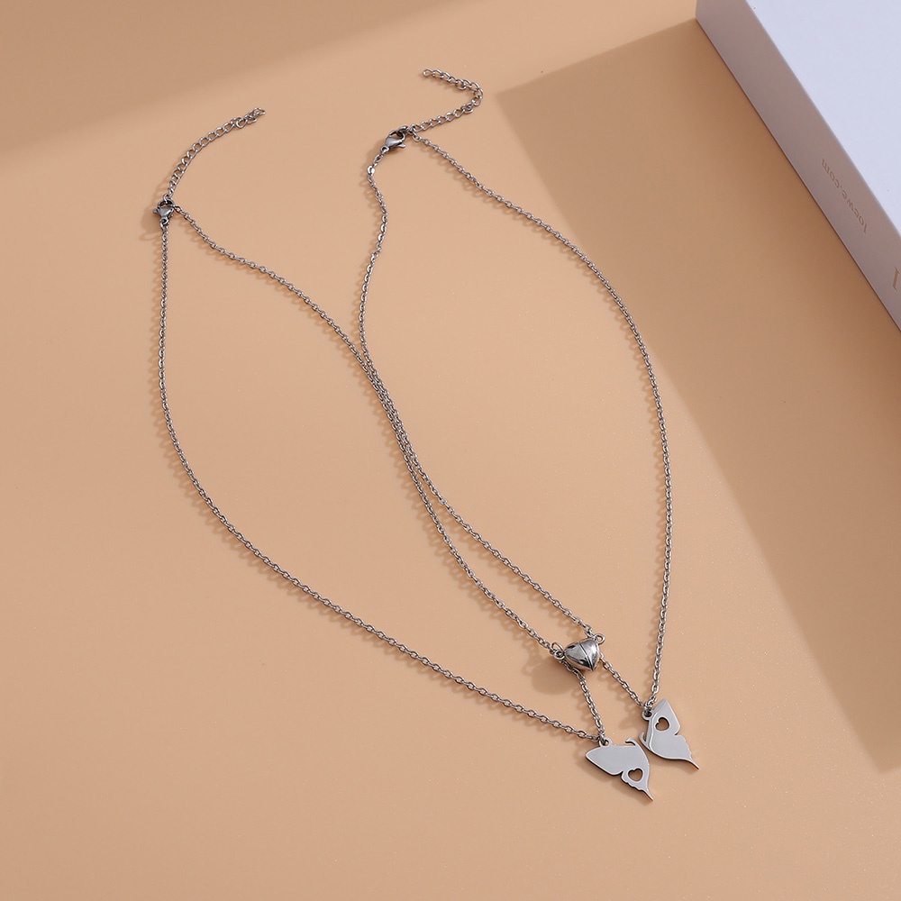 1 Cặp Vòng cổ Chuỗi Hạt Nam Châm Mặt Hình Trái Tim/Bướm Cổ Điển Thời Trang Dành Cho Cặp Đôi
