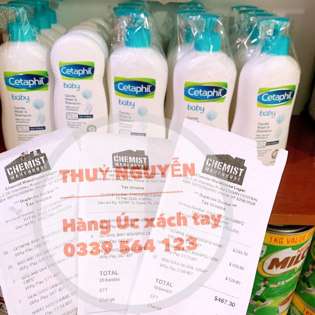 Sữa tắm gội Cetaphil cho bé hàng Úc xách tay