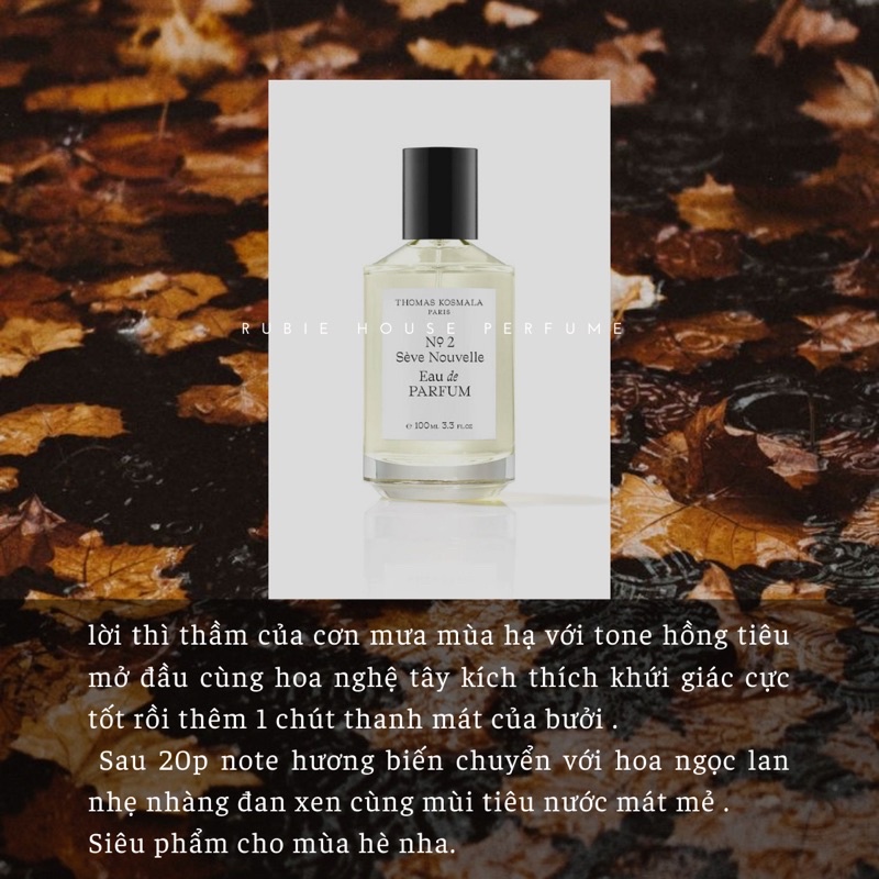 10ml [ Mẫu Thử ] NO 2 - SÈVE NOUVELLE - Nước Hoa Thomas Kosmala