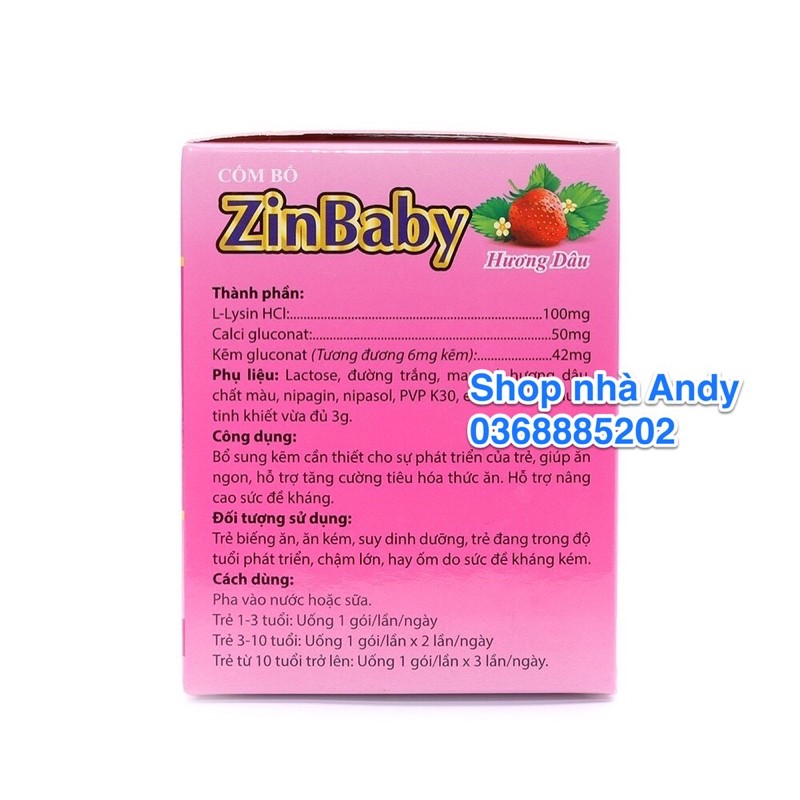 ZINBABY cốm ăn ngon cho bé tăng cường sức đề kháng, hỗ trợ hệ tiêu hóa Hộp  25 gói