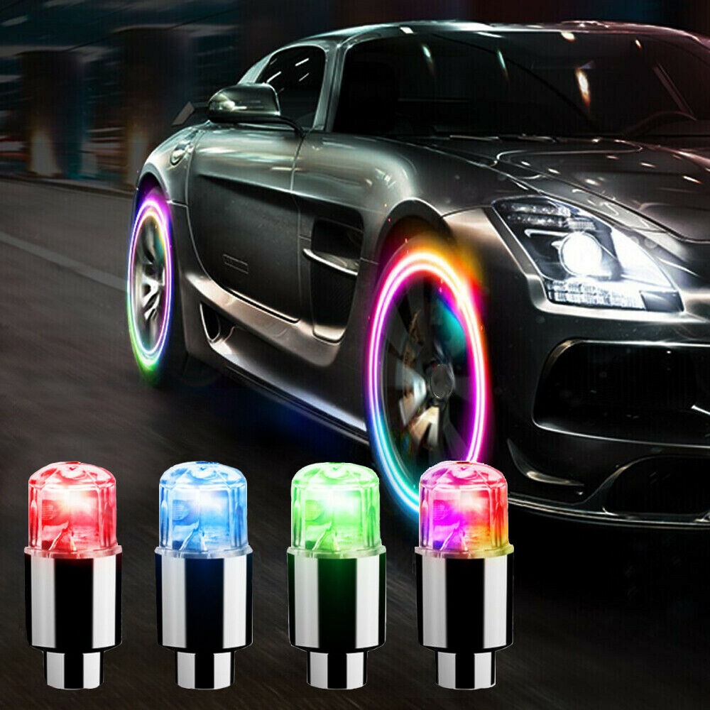 Bộ 4 Đèn LED Gắn Nắp Van Bánh Xe Hơi / Xe Máy / Xe Đạp Chống Thấm Nước