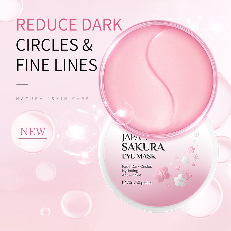 Hộp 50 Miếng Mặt Nạ Mắt LAIKOU Sakura 70g Làm Mờ Quầng Thâm / Nếp Nhăn