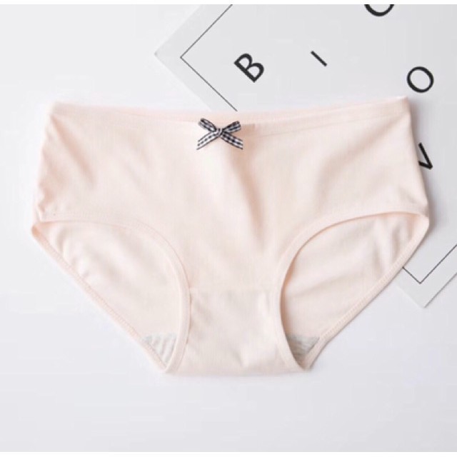 Set 10 Quần Lót Cotton Nữ Basic 012 Cạp Nơ Caro