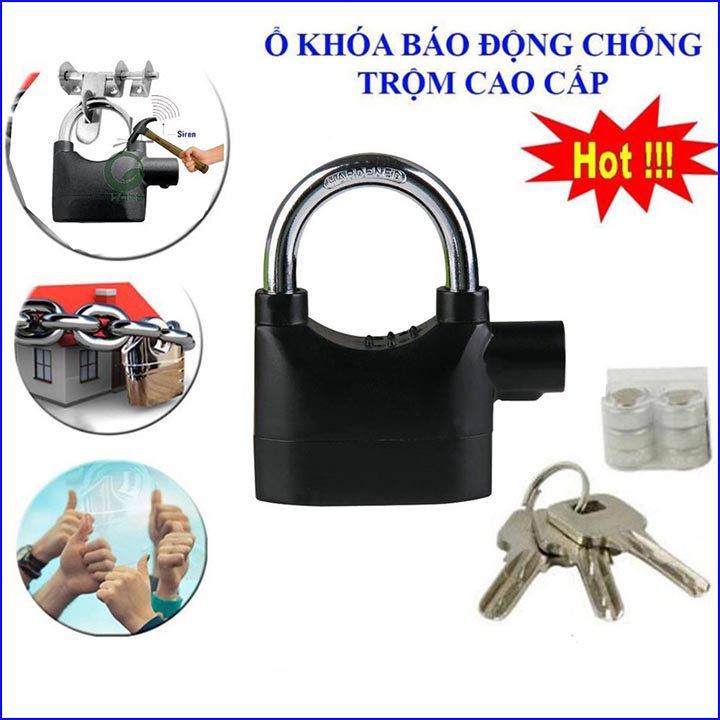 Ổ Khóa Chống Trộm Ổ Khóa Báo Động Có Còi Hú tặng kèm pin thay thế