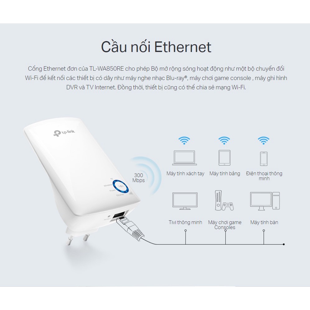 [HMC - Hỏa Tốc] Bộ mở rộng sóng Wi-Fi tốc độ 300Mbps TP-Link TL-WA850RE