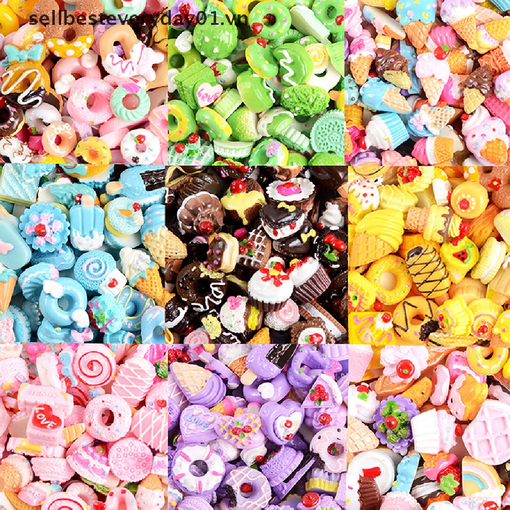 Set 10 phụ kiện trang trí đồ thủ công hình bánh kẹo dễ thương