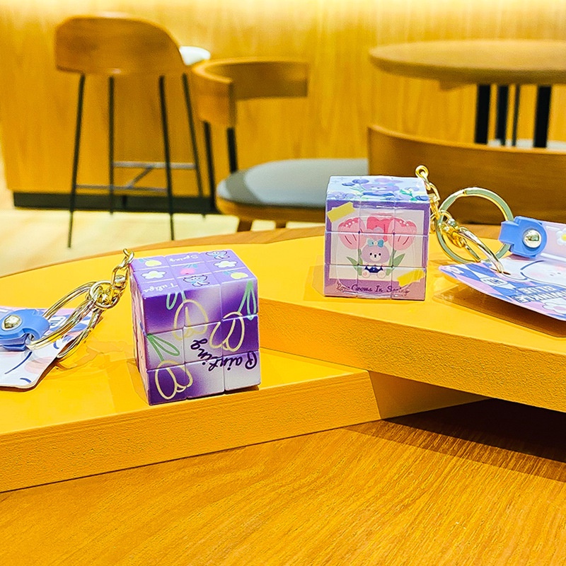 Móc Khóa Hình Khối Rubik Hoạt Hình Sáng Tạo Dễ Thương