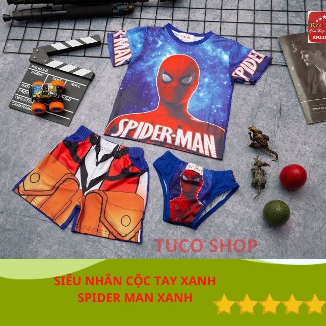 [Ảnh Thật - Quần Áo Hình Siêu Nhân] Spider Man Bộ Đồ Ở Nhà Đi Học Cho Bé Trai Nam Năng Động 3 Ba Màu Vàng Đỏ Xanh