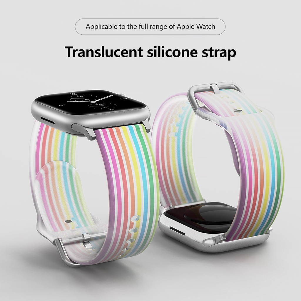 Dây Đeo Đồng Hồ Bằng Silicone Trong Suốt Cho Apple Watch 49mm 45Mm 41 42mm 40 44 38Mm Iwatch ultra 8 7 6 SE 5 4 3