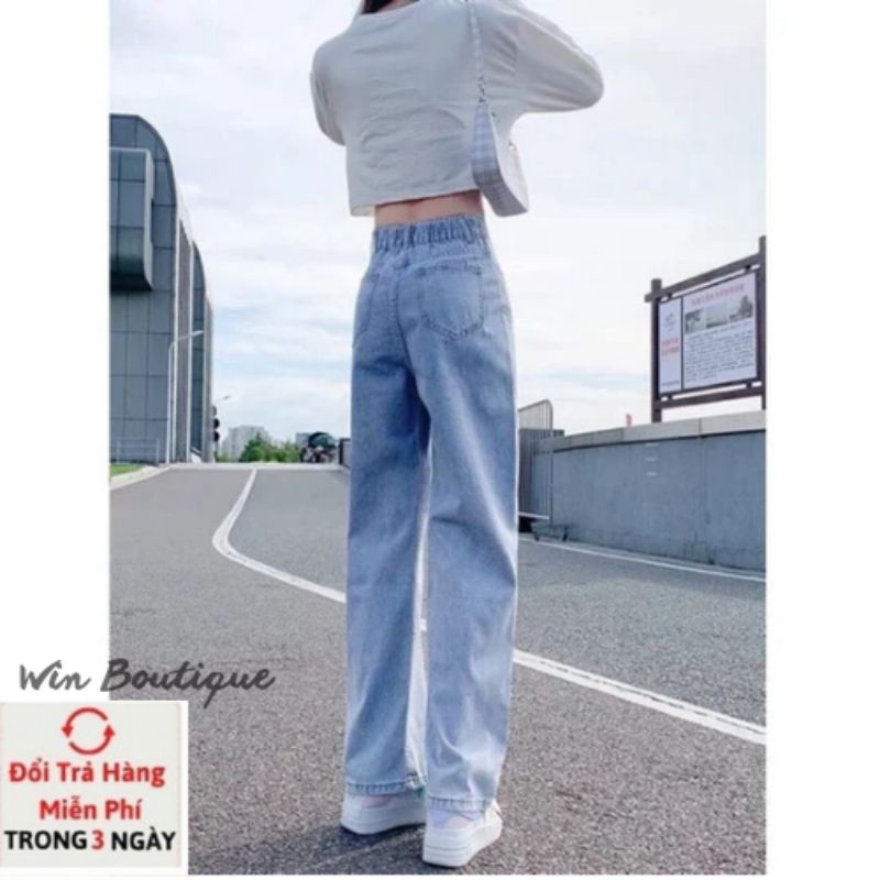 Quần jean bò ống rộng nâu quần jean bò ống suông jeans nữ cạp cao 1 khuy Hottrend 2021Win Boutique