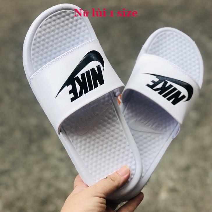 Dép unisex 𝐍𝐈𝐊𝐄 ❤️FREESHIP + Hộp❤️ dép nk quai ngang thể thao nam nữ mk in 𝐍𝐈𝐊𝐄-𝐁𝐚𝐧𝐚𝐬𝐬𝐢, trắng logo đen