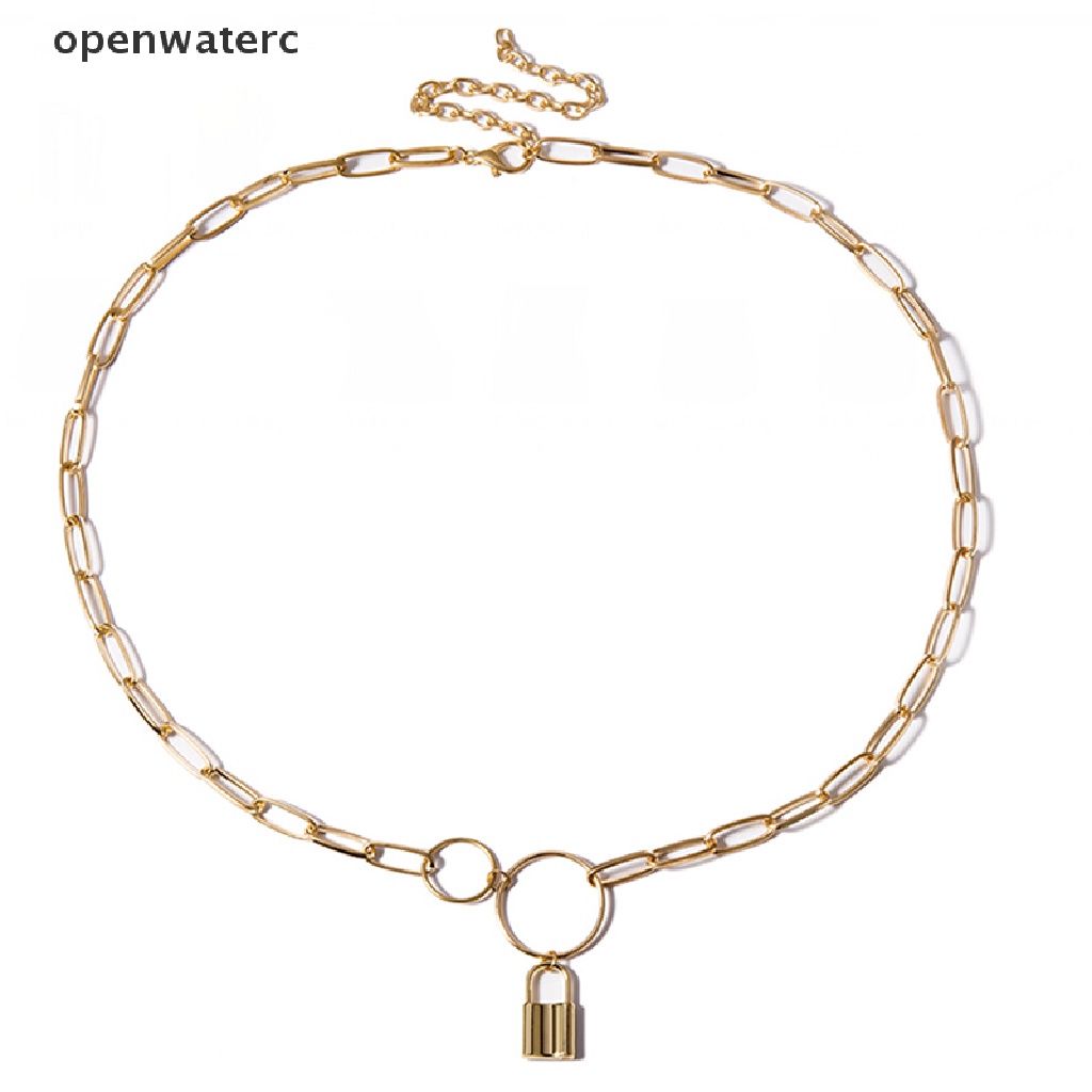openwaterc Goth Metal Padlock Chain Belt Punk Body Waist Chain Women Waistbands Jewelry vn