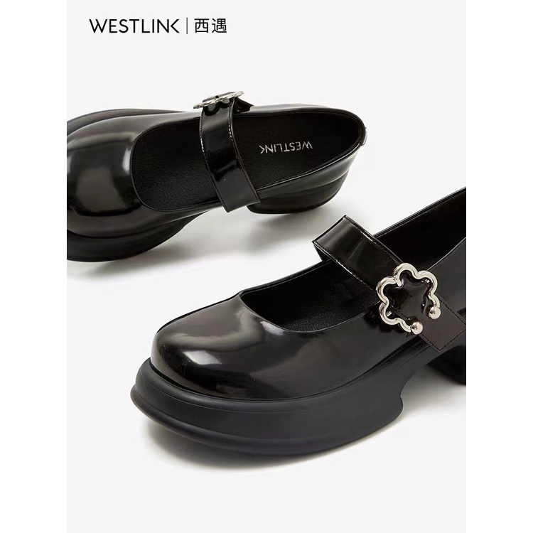 Giày Da Mũi Vuông Phong Cách Retro Anh Quốc Cho Nữ