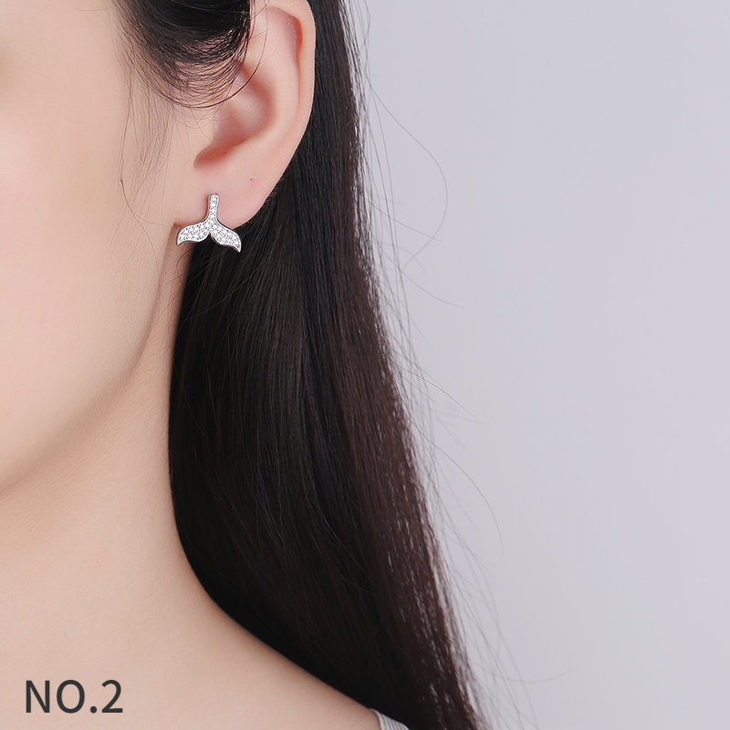 Bông Tai Bạc 925 Đính Đá Cao Cấp Màu Trắng Kim Cương Trang Nhã Phụ Kiện Thanh Lịch