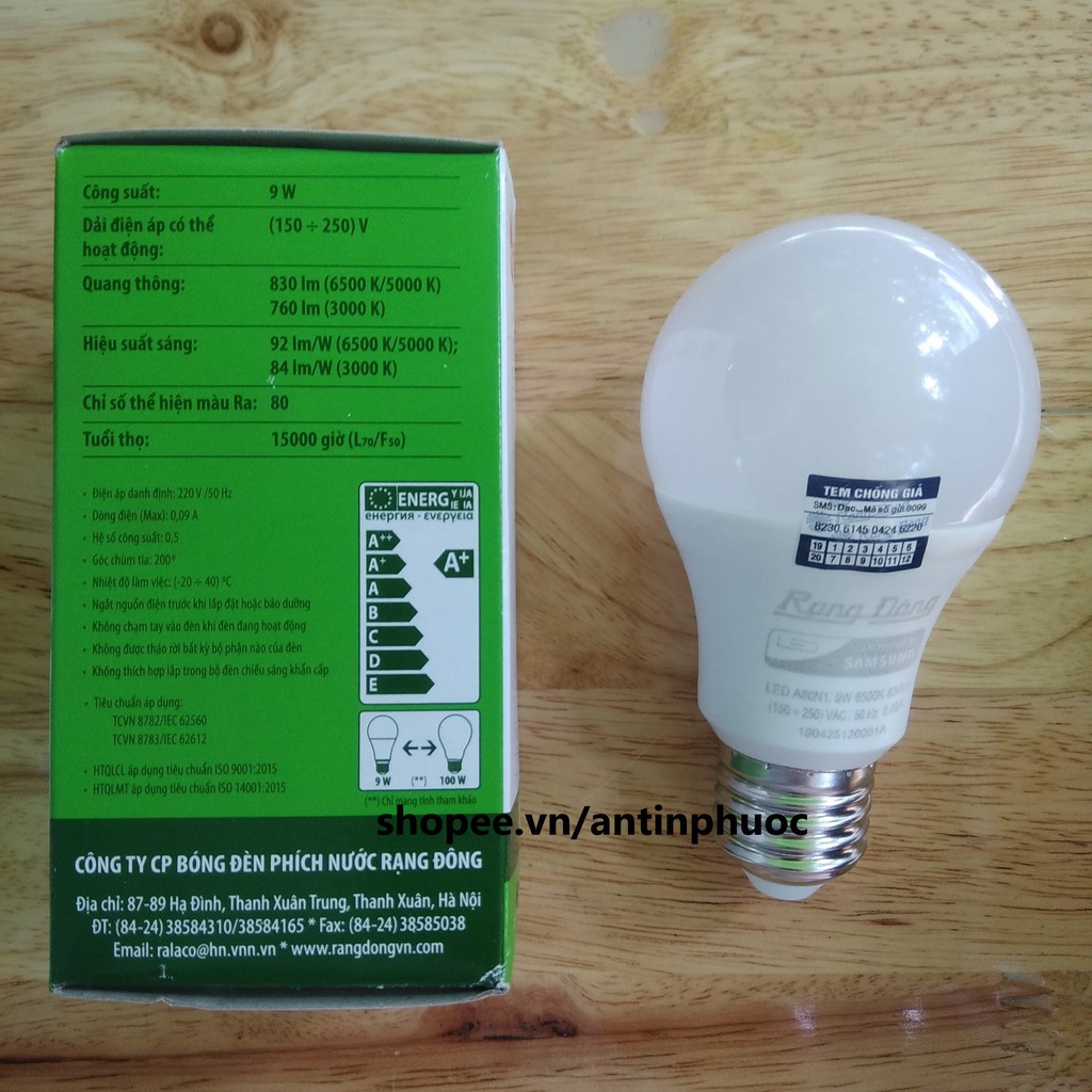 Bóng đèn led Rạng Đông 9w - Led tròn Rạng Đông 9w tiết kiệm điện