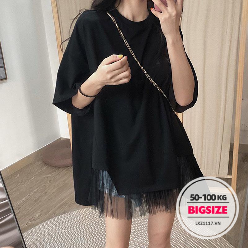 Áo thun Bigsize Áo nữ form rộng tay ngắn cổ tròn mùa hè Phong cách Hàn Quốc Thời Trang tiểu thư cá tính xinh đẹp cho người mập béo