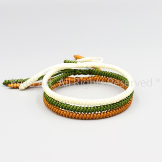 Combo 3 Vòng Tay Thắt Dây Màu Phong Cách Tibet Handmade (XANH LÁ-TRẮNG-VÀNG SẬM), Vòng tay Phong Thuỷ, Chuỗi Hạt S50