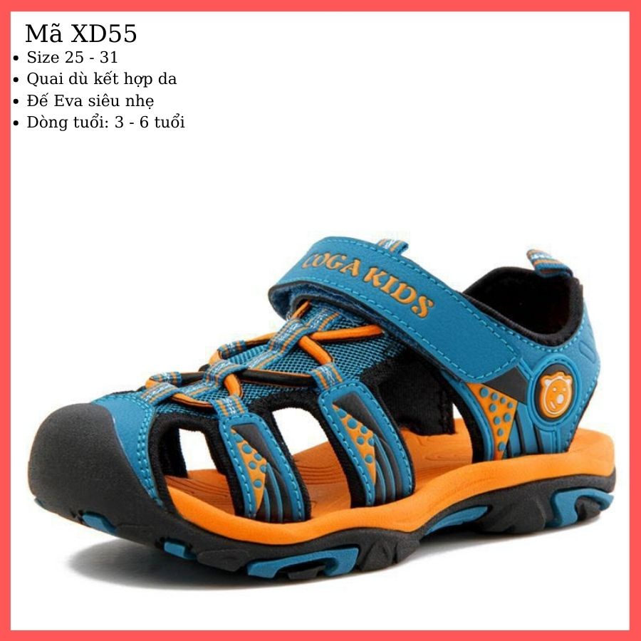 Sandal bít mũi Coga Kids XD55 cho bé trai, trẻ em nam 3 - 6 tuổi siêu nhẹ, đàn hồi, chống trơn trượt quai hậu thời trang