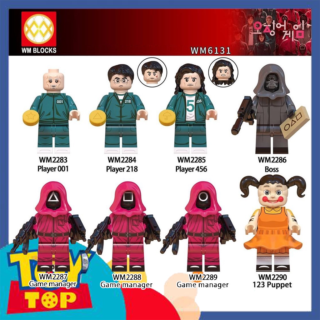 [Một con] Lắp ráp ghép squid game nhân vật minifigures trong trò chơi con mực đèn xanh đèn đỏ xếp hình WM6131