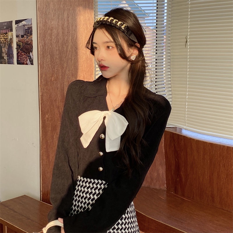 Áo Sơ Mi Khoác Ngoài Dài Tay Thắt Nơ Màu Sắc Retro Thời Trang Mùa Thu Mới