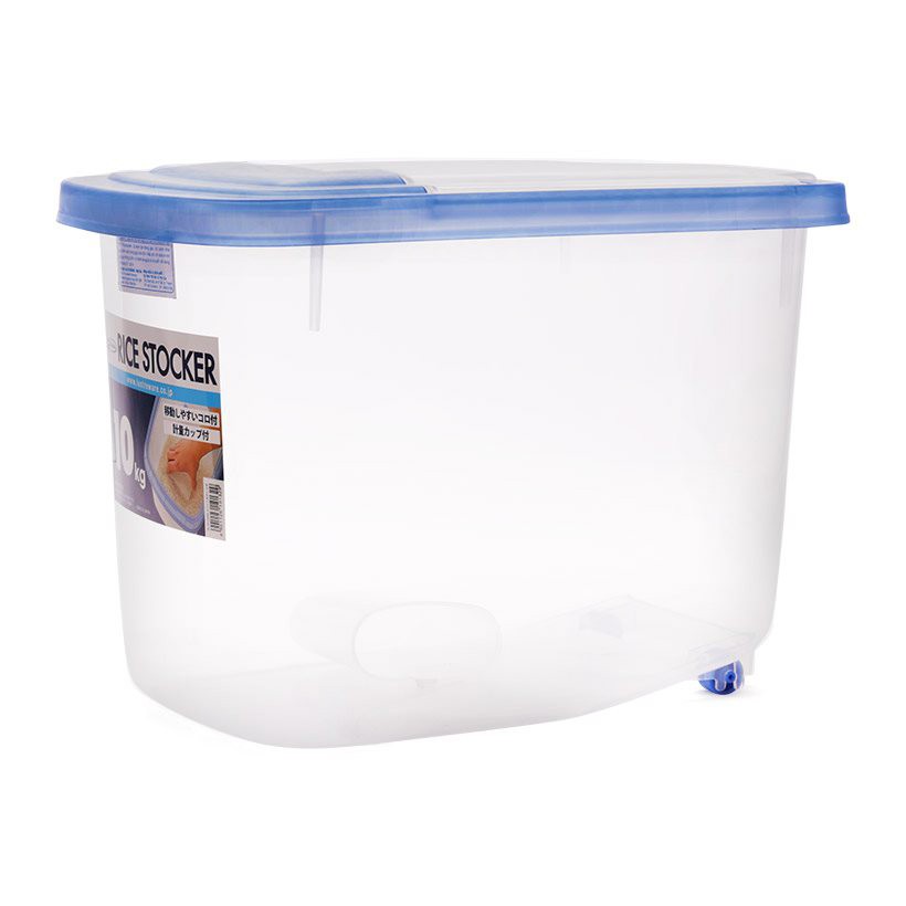 Thùng đựng gạo 10kg Lustroware Xuất xứ Nhật Bản, nắp bật có bánh xe 13.2L Chất liệu cao cấp, An toàn cho sức khỏe