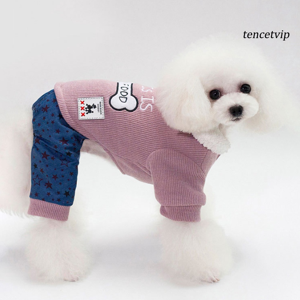 Áo khoác cotton dày dặn thêu họa tiết thời trang mùa đông dành cho thú cưng