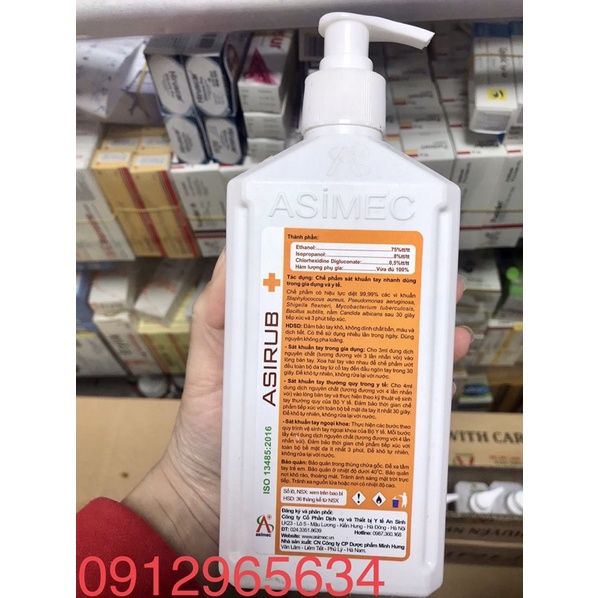 Nước rửa tay khô Asirus chính hãng 500ml hết sạch vi khuẩn hiệu quả an toàn tiện dụng