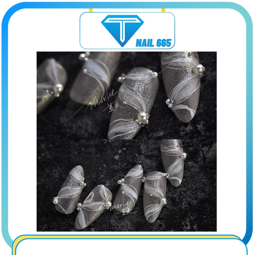 Charm ngọc trai nửa gắn móng trang trí nail cao cấp