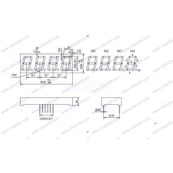 [1 CON] (F23) Led 7 Đoạn 0.56 inch 4 Số Anot chung (Sáng Đỏ)