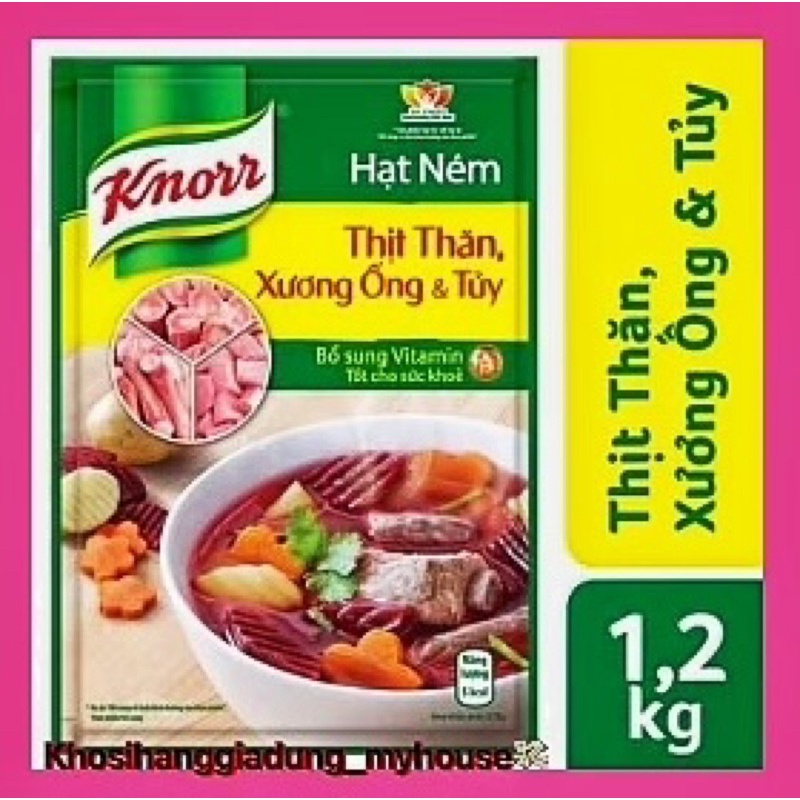 Hạt nêm Knorr thịt thăn, xương ống và tủy bổ sung vitamin A thấm vị đậm đà 150g và 400g