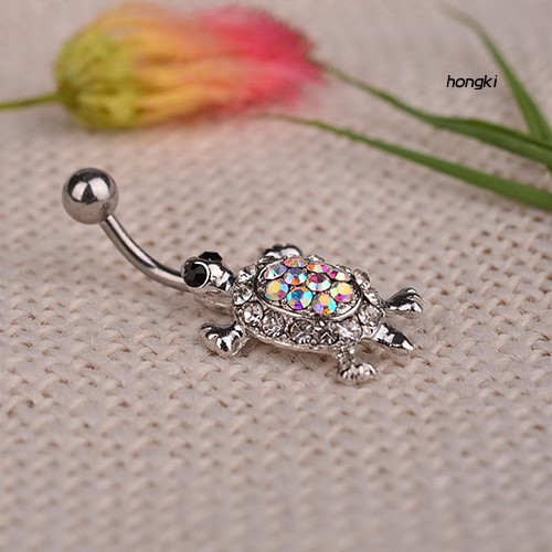 (Hàng Mới Về) Khuyên Rốn Hình Rùa Đính Đá Nhiều Màu Sắc Gợi Cảm 16g