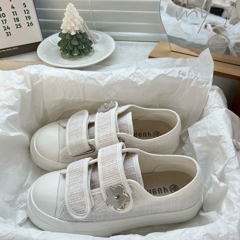 Giày Thể Thao Canvas Quai Dán Phong Cách Retro Hong Kong Dễ Phối Đồ Thời Trang Cho Nữ