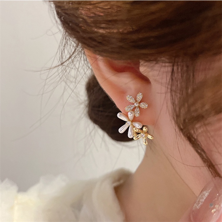 Khuyên Tai Hình Nơ Nhiều Lớp Mạ Bạc 925 Đính Đá Phong Cách Mới