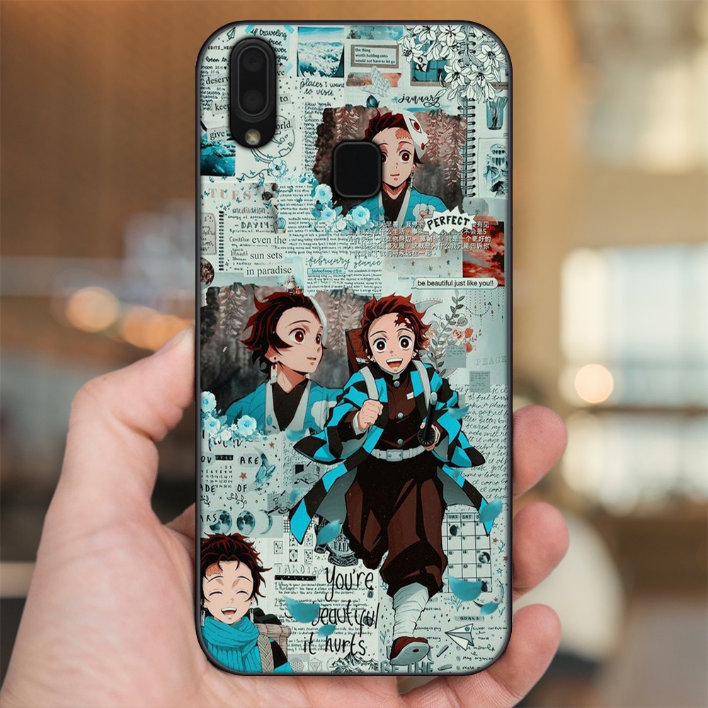 Ốp lưng Vivo Y91, Y95 viền đen in hình Tanjiro Kimetsu No Yaiba