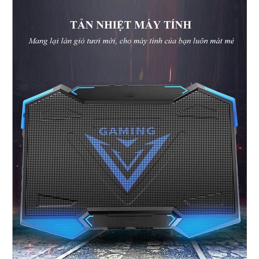 Đế Tản Nhiệt Laptop ❤️FREESHIP❤️ Quạt Tản Nhiệt Với 5 Quạt Làm Mát Siêu Tốc - Tản Nhiệt Ram Bảo Vệ Máy Tính Của Bạn H9.1