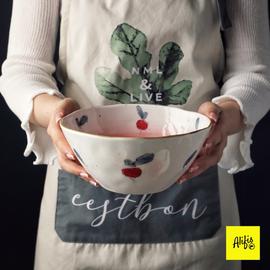 Tô sứ, bát tô ăn mì, đựng salad- họa tiết hoa quả nhiều màu sắc - dùng cho bàn ăn và decor