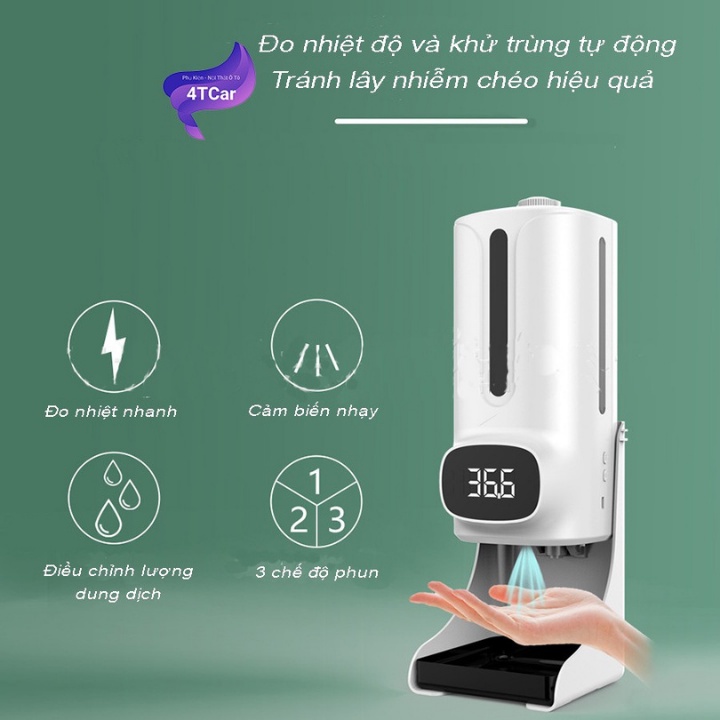 Máy sát khuẩn tự động đo thân nhiệt K9 Pro PLUS 💥 FREESHIP 💥 nhiều chế độ , chính xác cao , TẶNG PIN+ CỐC SẠC