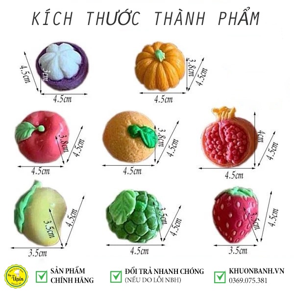 Khuôn silicon Thái hình quả trái cây làm bánh trôi bánh rau câu bánh đậu xanh