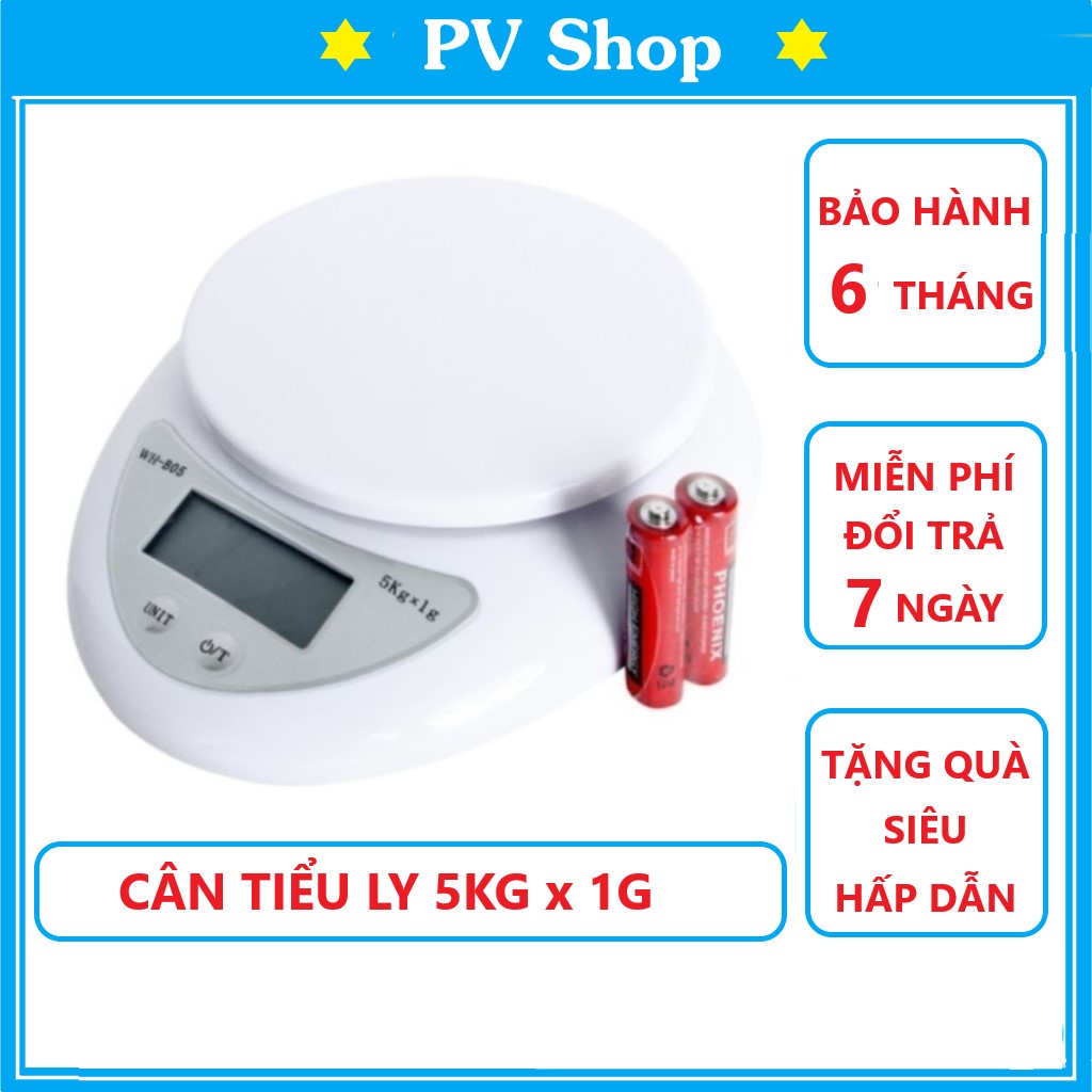 Cân tiểu ly điện tử nhà bếp mini làm bánh 5kg, Cân tiểu li cao cấp độ chính xác cao tặng kèm pin