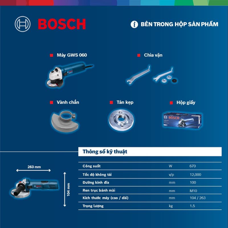Máy mài , máy cắt sắt  bosch GWS 060 , Thương hiệu đức chính hãng