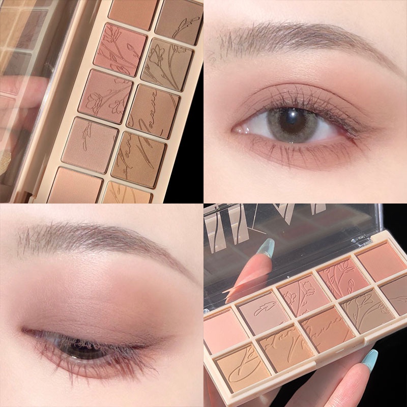 Bảng Phấn Mắt DIKALU Xingsha 10 Màu Tông Đất Lấp Lánh Siêu Sáng Chống Thấm Nước Lâu Trôi