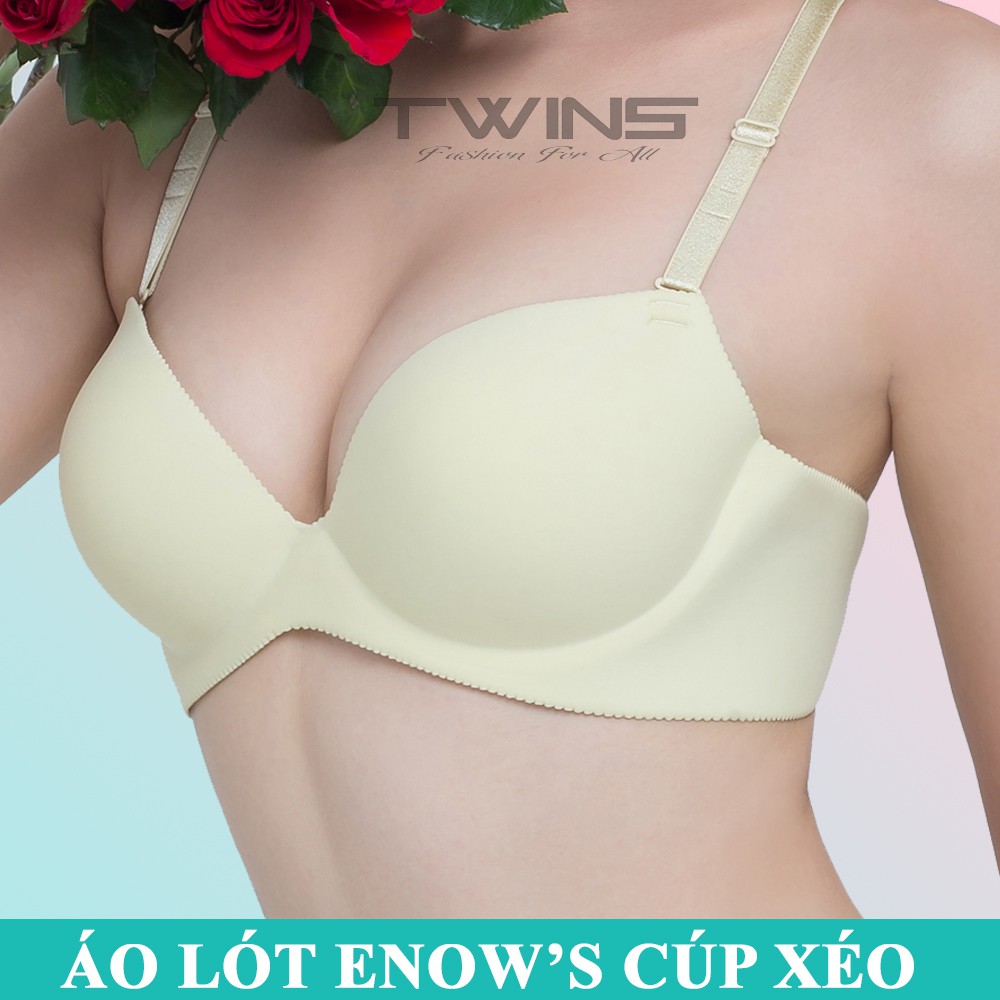 Áo ngực nữ su đúc không đường may nâng ngực tạo khe Enow's 938 có gọng mút vừa cúp xéo mềm mịn size 32-34-36-38